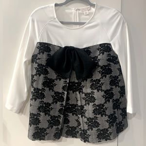 Anthropologie Mignon Doo Plaid Floral Print Bow Blouse Small